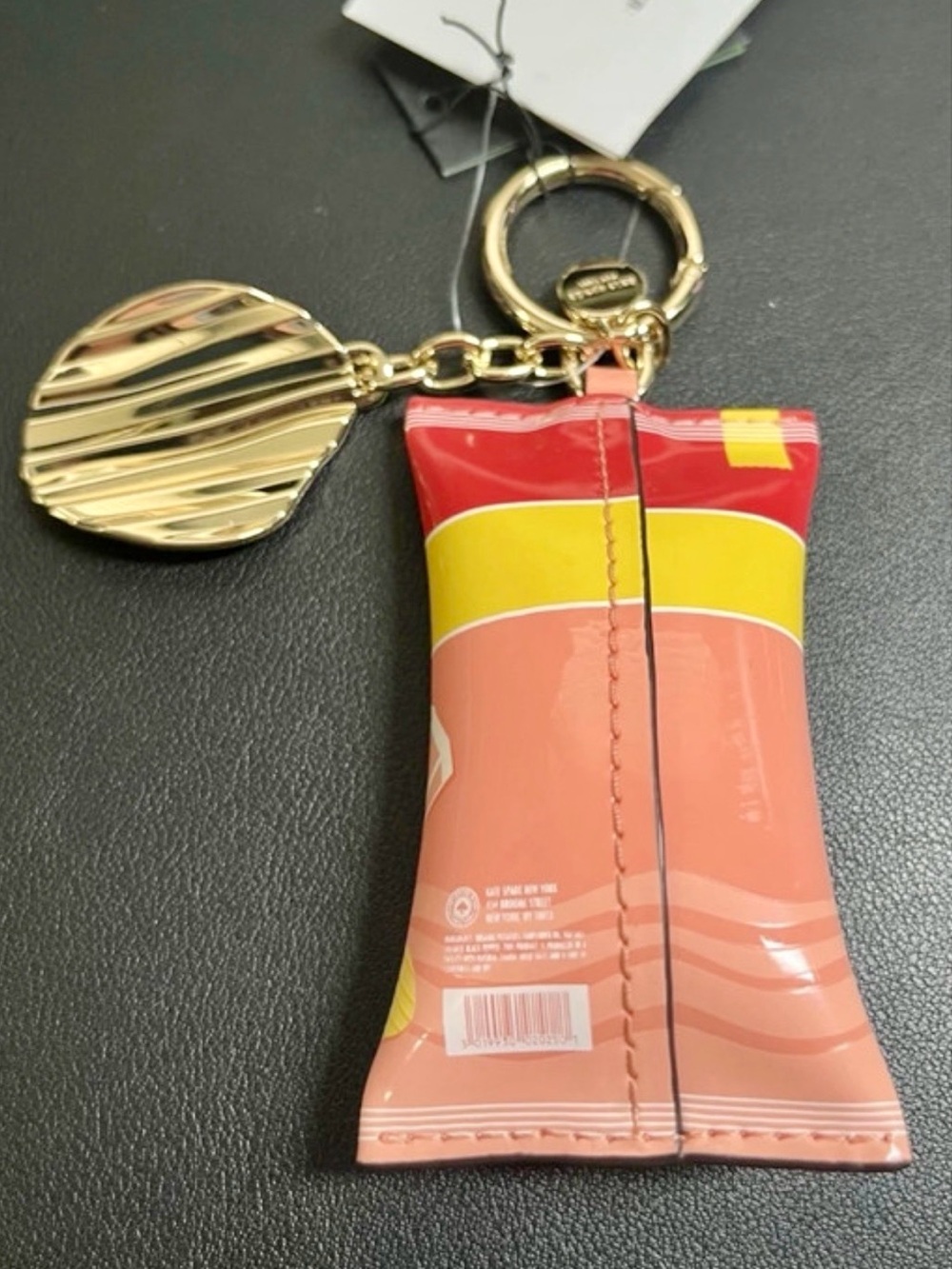 kate spade Pink & Gold 'Kate's Kettle Cooked' Snack Bag Keychain -NWT - Picture 7 of 7